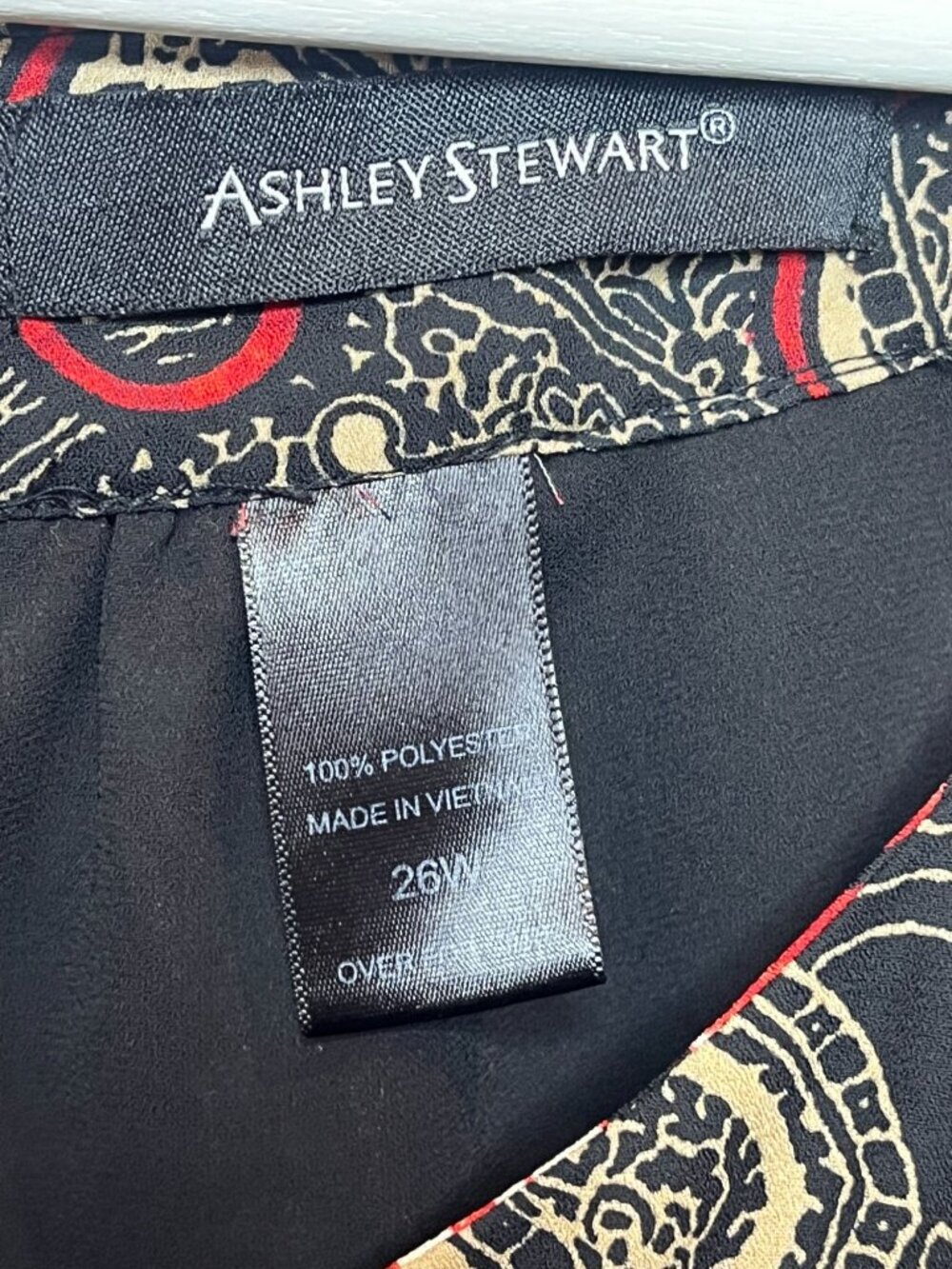 Ashley Stewart Plus 26 Boho Tunic Red Black Asymmetrical Top - Picture 3 of 12